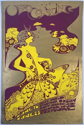 Lot 489 - HAPSHASH AND THE COLOURED COAT POSTER - UFO COMING - ARTHUR BROWN / SOFT MACHINE, 1967.
