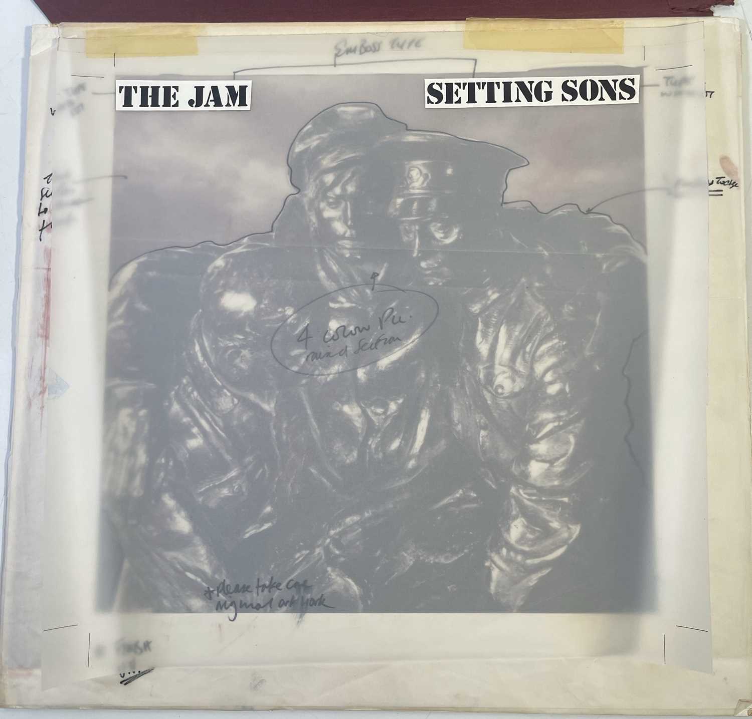 Lot 415 - THE JAM - ORIGINAL ART BOARD WITH DESIGNS FOR 'SETTING SONS' LP COVER.