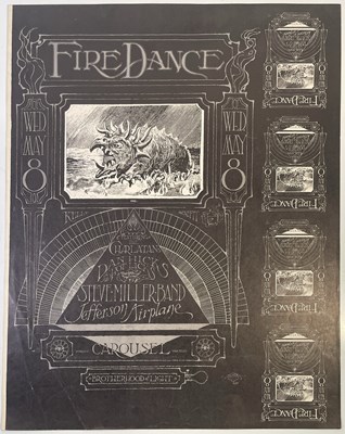Lot 506 - CHARLATANS - DAN HICKS - STEVE MILLER BAND POSTER SHEET WITH POSTCARDS.