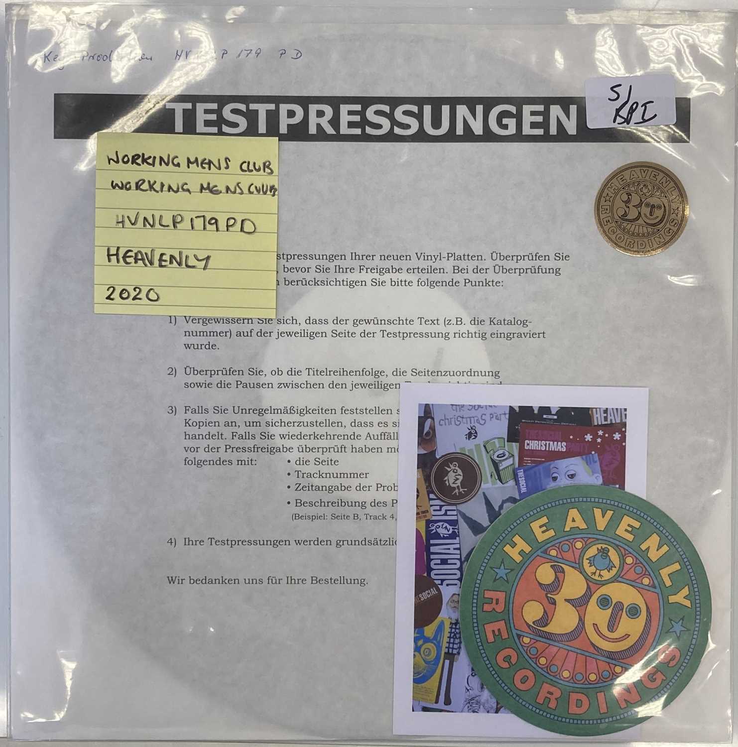 Lot 51 - WORKING MEN'S CLUB - WORKING MEN'S CLUB LP (2020 WHITE LABEL TEST PRESSING)