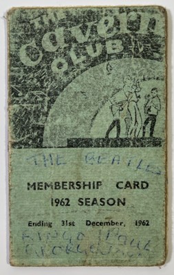 Lot 705 - THE BEATLES - A FULLY SIGNED 1962 CAVERN CLUB MEMBERSHIP CARD.