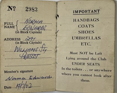 Lot 705 - THE BEATLES - A FULLY SIGNED 1962 CAVERN CLUB MEMBERSHIP CARD.