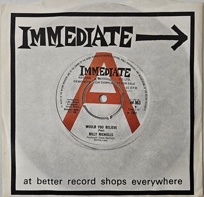 Lot 32 - BILLY NICHOLLS - WOULD YOU BELIEVE 7" (IM 063 - PROMO)