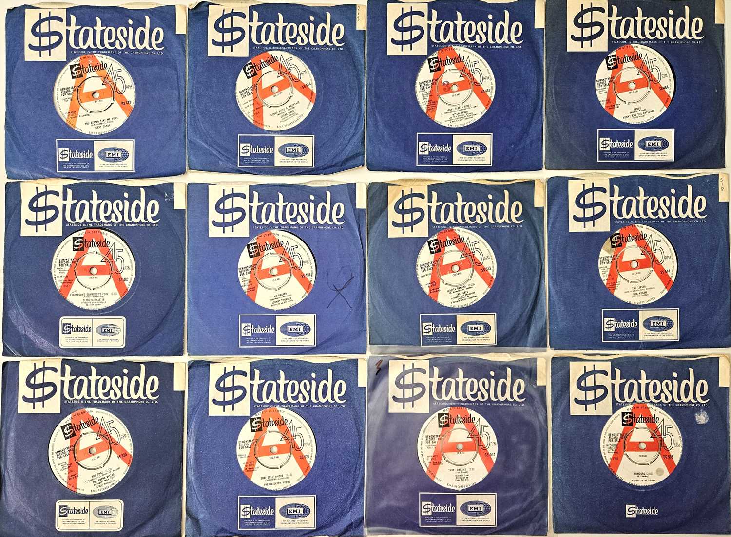 Lot 108 - STATESIDE - 7" DEMOS LABEL RUN PACK (SS 473 TO 551)
