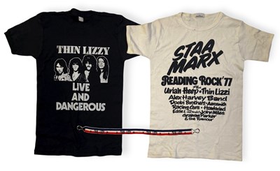 Lot 418 - THIN LIZZY - VINTAGE T-SHIRTS AND BELT.