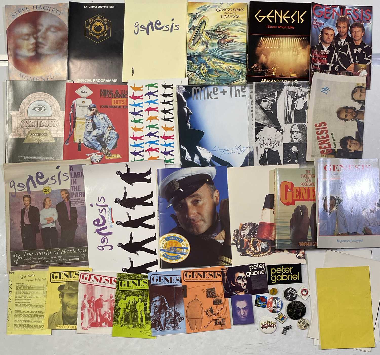 Lot 52 - GENESIS - BADGES / BOOKS / PROGRAMMES ETC.