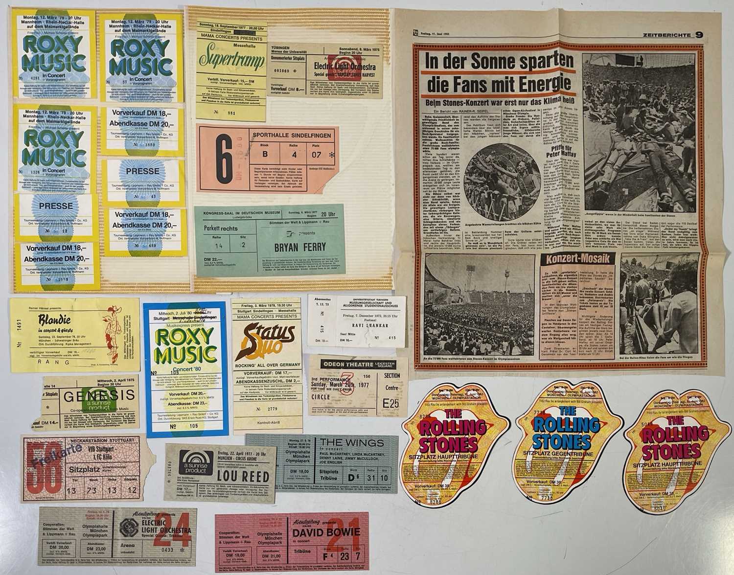 Lot 152 - CLASSIC ROCK AND POP TICKETS - GERMAN CONCERTS - BOWIE / WINGS / GENESIS.