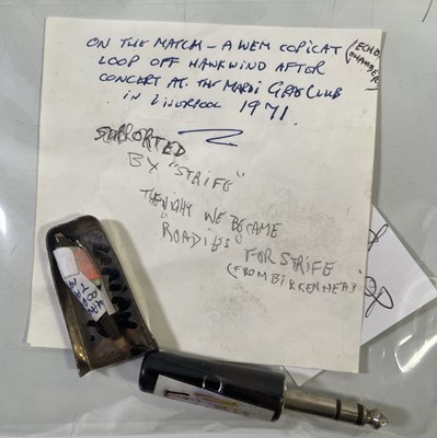 Lot 57 - HAWKWIND - MEMORABILIA INC SIGNED ITEMS / STAGE USED DRUMSTICKS ETC.