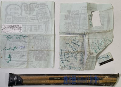 Lot 57 - HAWKWIND - MEMORABILIA INC SIGNED ITEMS / STAGE USED DRUMSTICKS ETC.