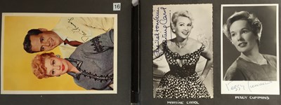 Lot 106 - ALBUM WITH AUTOGRAPHED PHOTOGRAPHS/POSTCARDS - SOPHIA LOREN / PEGGY CUMMINS ETC.