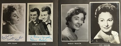 Lot 107 - ALBUM WITH AUTOGRAPHED PHOTOS / POSTCARDS - 1950S STARS.