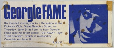 Lot 141 - YARDBIRDS - GEORGIE FAME - ORIGINAL C 1960S INVITES.