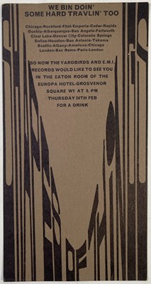 Lot 141 - YARDBIRDS - GEORGIE FAME - ORIGINAL C 1960S INVITES.