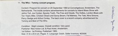 Lot 142 - JANIS JOPLIN / JEFFERSON AIRPLANE / FRANK ZAPPA - RARE DUTCH PROGRAMMES/TICKETS ETC.