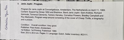 Lot 142 - JANIS JOPLIN / JEFFERSON AIRPLANE / FRANK ZAPPA - RARE DUTCH PROGRAMMES/TICKETS ETC.