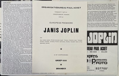 Lot 142 - JANIS JOPLIN / JEFFERSON AIRPLANE / FRANK ZAPPA - RARE DUTCH PROGRAMMES/TICKETS ETC.