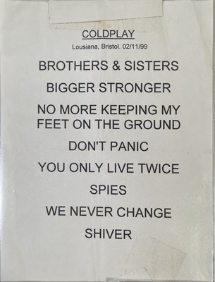 Lot 79 - COLDPLAY - EARLY CONCERT MEMORABILIA INC STAGE USED SET LIST.