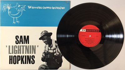 Lot 258 - SAM LIGHTNIN' HOPKINS - THE ROOSTER CROWED IN ENGLAND LP (UK OH - 77 LA 12-1)