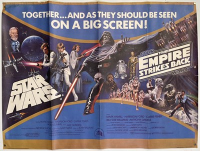 Lot 256 - STAR WARS - ORIGINAL DOUBLE BILL UK QUAD POSTER.