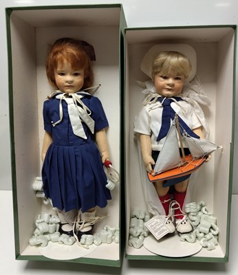 Lot 56 - R. JOHN WRIGHT LILLIAN AND ARTHUR LITTLE BROTHER AND SISTER LIMITED EDITION FELT DOLL