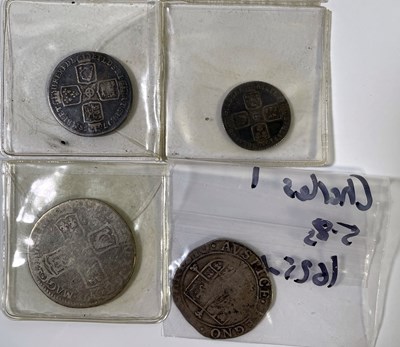 Lot 21 - SILVER COINS - CHARLES I TO GEORGE II - SIXPENCE TO HALF CROWN