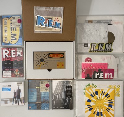 Lot 134 - R.E.M. ORIGINAL FANCLUB / ATHENS LLC SINGLES, MATERIAL, TAPES, CDS AND DVDS - WITH LETTERS, STICKERS & MORE