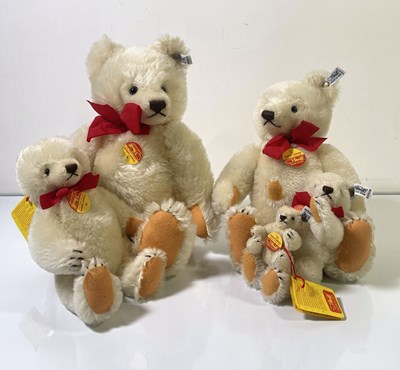 Lot 34 - WHITE MOHAIR BEAR SET