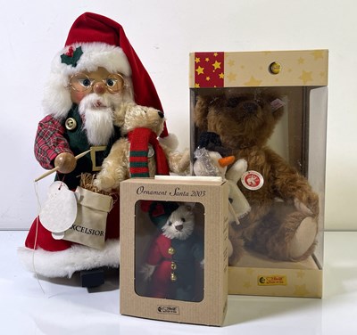 Lot 45 - STEIFF JOB LOT - FROSTY SNOWMAN TEDDY, ORNAMENT SANTA 2003, AND NUTCRACKER SANTA TEDDY BEAR