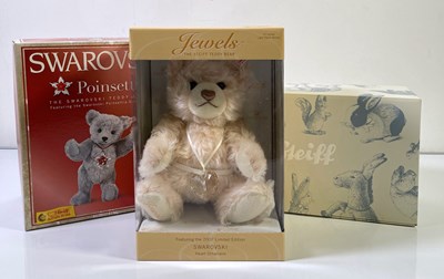 Lot 124 - STEIFF JOB LOT - SWAROVSKI POINSETTIA, SWAROVSKI BEARS, AND TEDDYBEAR PANDA