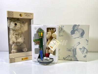 Lot 127 - STEIFF JOB LOT - BELL BOY BEAR, PUDEL 1931 REPLICA AND SPLASH BEAR WITH LAMP POST