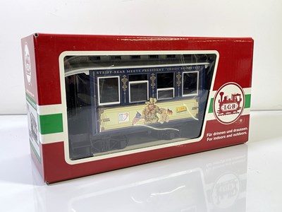 Lot 128 - STEIFF AND LGB - STEFF-BEAR MEETS TEDDY ROOSEVELT TRAIN AND BEARS