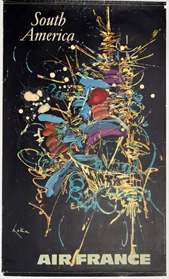 Lot 234 - TRAVEL - ORIGINAL VINTAGE AIR FRANCE SOUTH AMERICA POSTER - GEORGES MATHIEU.