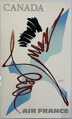 Lot 34 - TRAVEL - ORIGINAL VINTAGE AIR FRANCE CANADA POSTER - GEORGES MATHIEU.
