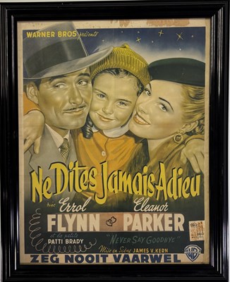 Lot 68 - NEVER SAY GOODBYE (1956) - ERROL FLYNN / ELEANOR PARKER - ORIGINAL BELGIAN FILM POSTER.