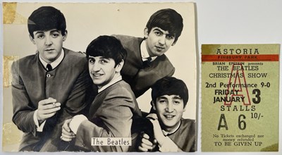 Lot 339 - THE BEATLES - ORIGINAL CHRISTMAS SHOW TICKET STUB.