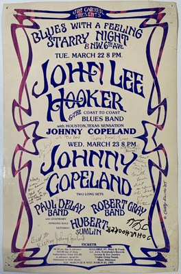 Lot 234 - BLUES - VINTAGE US CONCERT POSTER SIGNED BY JOHN LEE HOOKER AND OTHERS.