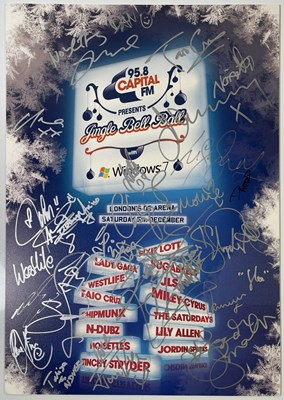 Lot 235 - POP - MULTI SIGNED 'JINGLE BELL BALL' BOARD SIGNED BY LADY GAGA AND OTHERS..