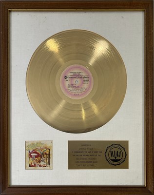 Lot 397 - STEELY DAN - ORIGINAL RIAA PRESENTED TO DONALD FAGEN FOR 'CAN'T BUY A THRILL'.