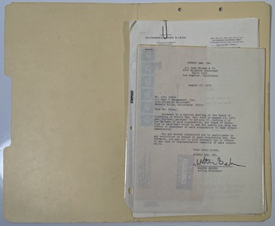 Lot 409 - STEELY DAN - CONTRACTS AND DOCUMENTS INC FULL BAND SIGNED PAGES.