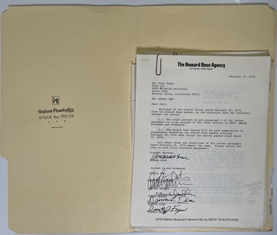 Lot 410 - STEELY DAN - CONTRACTS AND DOCUMENTS INC FULL BAND SIGNED PAGES.