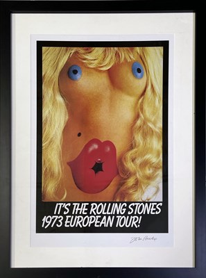 Lot 326 - THE ROLLING STONES - JOHN PASCHE SIGNED 1973 EUROPEAN TOUR POSTER.