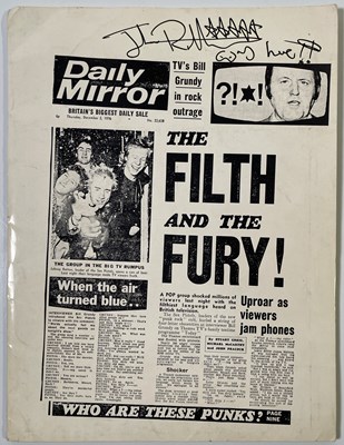 Lot 536 - SEX PISTOLS - JOHNNY ROTTEN SIGNED PRESS PACK.