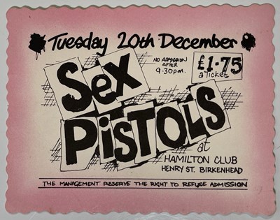 Lot 537 - THE SEX PISTOLS - ORIGINAL TICKET FOR THE HAMILTON CLUB, BIRKENHEAD.