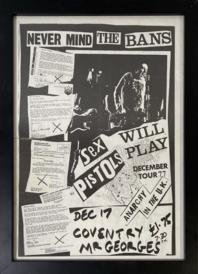 Lot 542 - THE SEX PISTOLS - AN ORIGINAL 1977 'NEVER MIND THE BANS' POSTER.