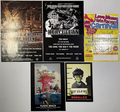 Lot 177 - GORILLAZ/BLUR RELATED POSTER COLLECTION INC DAMON ALBARN/PAUL SIMONON SIGNED.
