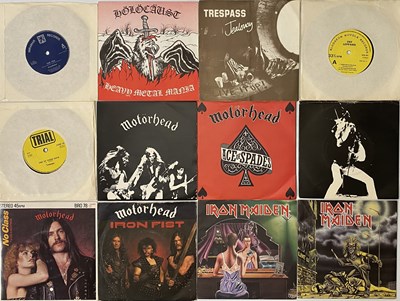 Lot 1064 - METAL/HARD ROCK 7" SINGLES + RARITIES - CRUCIFIXION, DEF LEPPARD, TRESPASS