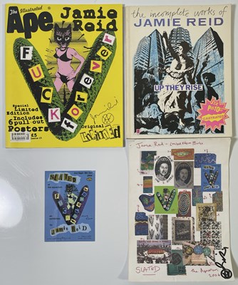 Lot 524 - PUNK - JAMIE REID - SIGNED ITEMS AND RARE 'INCOMPLETE WORKS' BOOK.