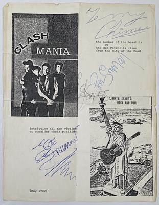 Lot 531 - THE CLASH - FULLY SIGNED 'CLASH MANIA' PAGE.