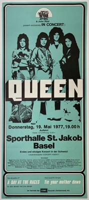 Lot 385 - QUEEN - ORIGINAL AND RARE 1977 POSTER FOR BASEL, SWITZERLAND.