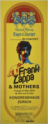 Lot 185 - FRANK ZAPPA - ORIGINAL 1976 ZURICH CONCERT POSTER.